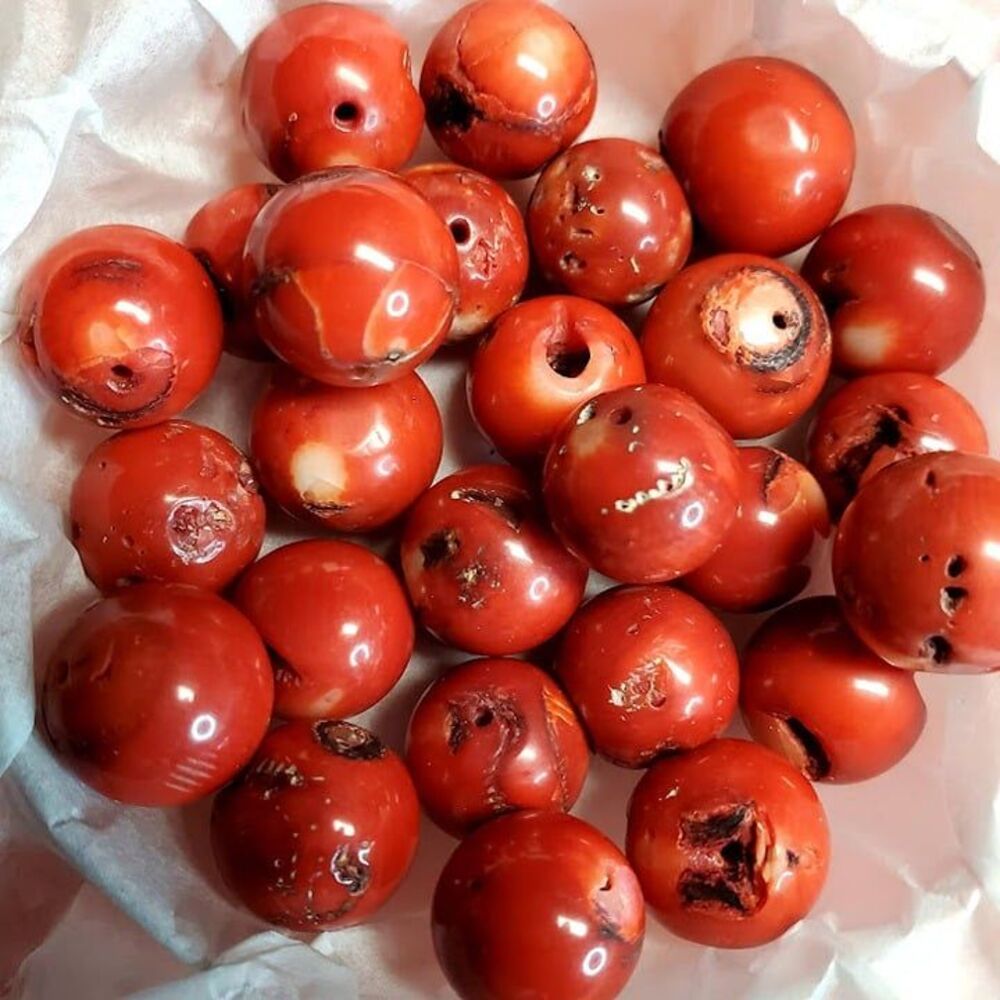 Red Dyed Bamboo Coral Beads Bundle of 26